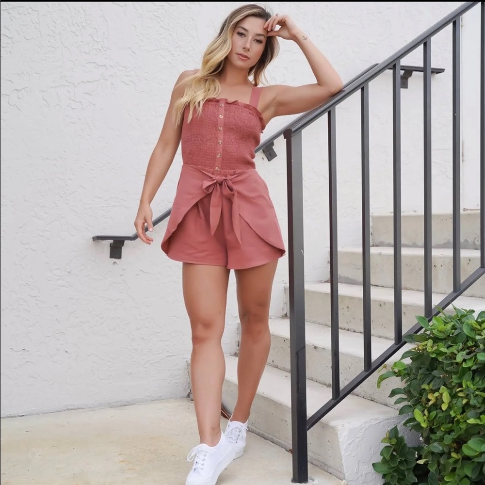 Loveriche Mauve Front Tie Romper